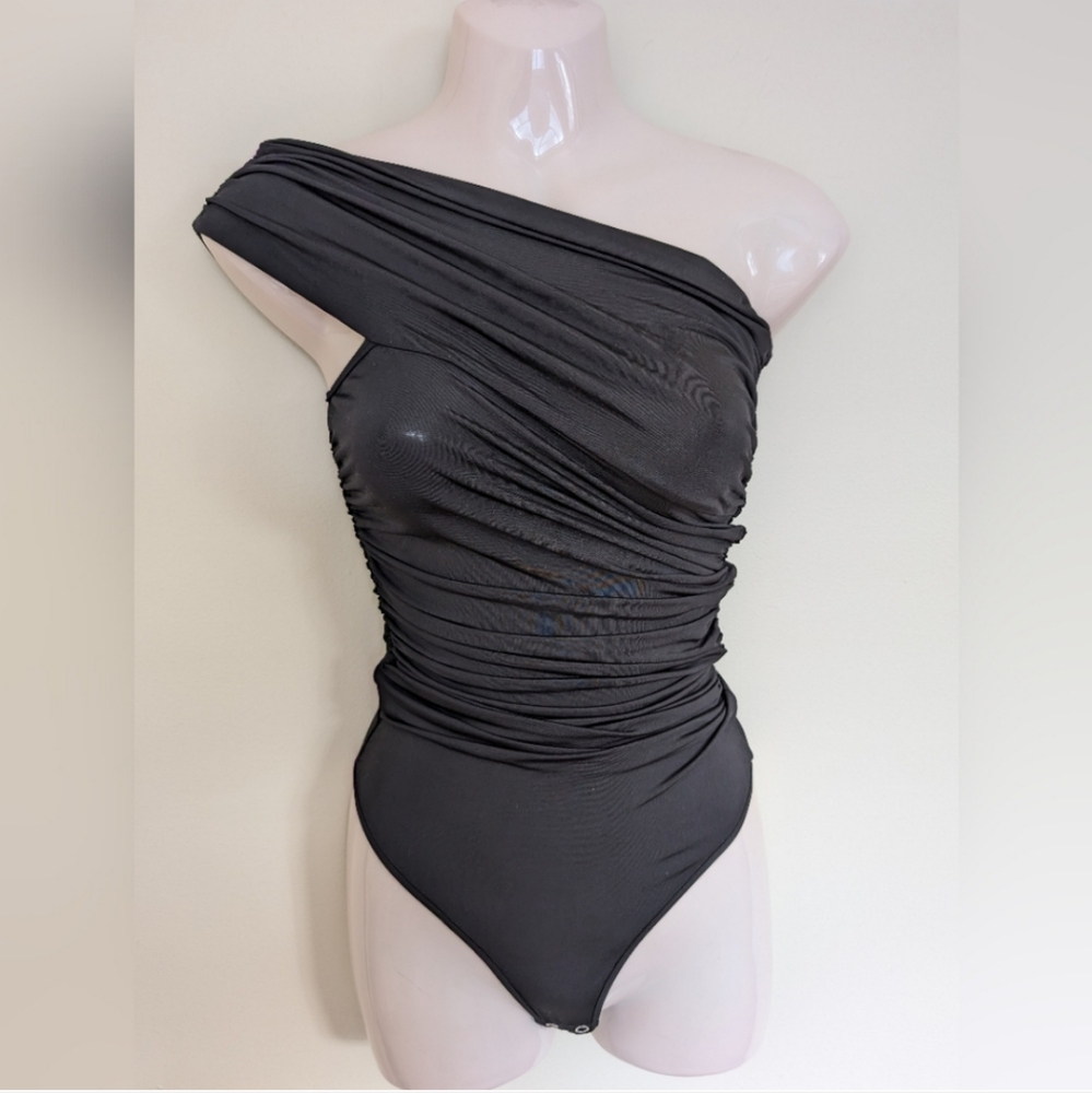Materiel Black One-Shoulder Bodysuit